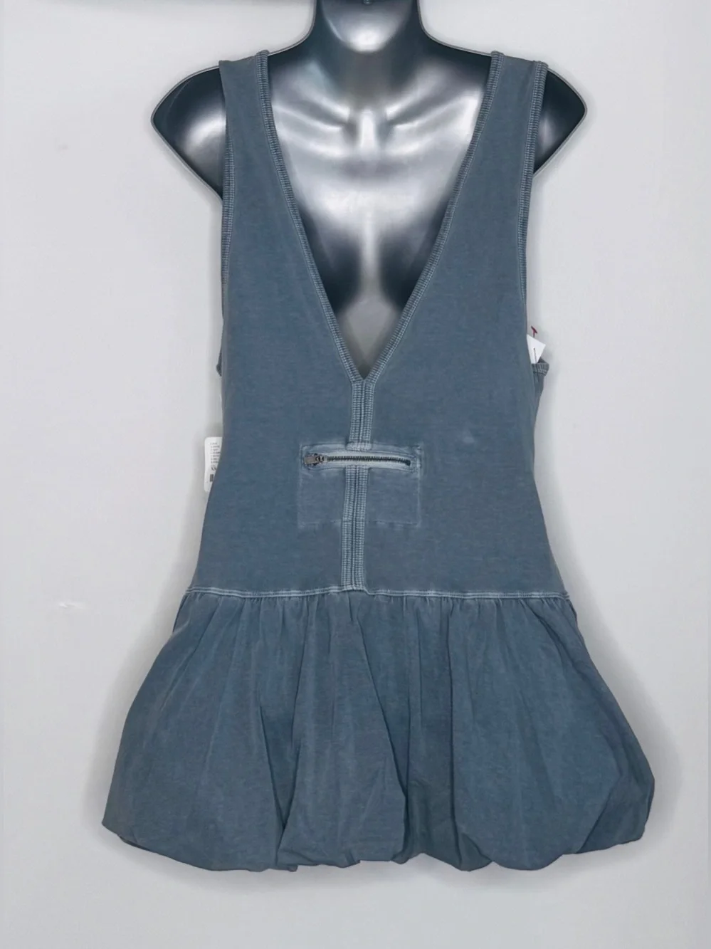 Free People Movement XS Blue Gray Bubble Hem Tunic Tank Dress Sleeveless Boho
